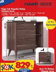 RUUM STORE VEGA TEK KAPAKLI DOLAP VİCTORİA CEVİZ RUUM STORE VEGA TEK KAPAKLI DOLAP VİCTORİA CEVİZ